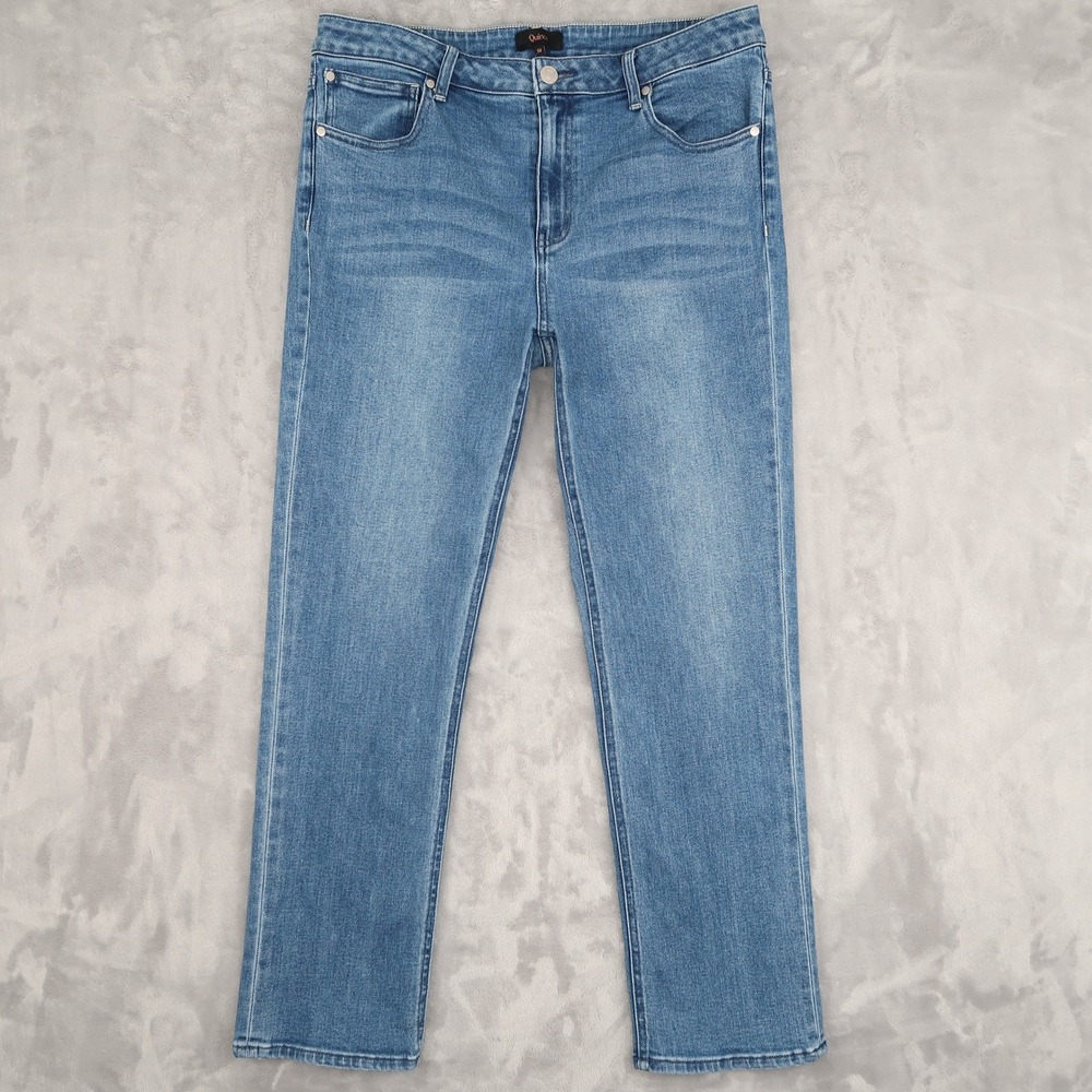 Quince Jeans Women 32 Fits 32x28 Blue Straight Organic Cotton Stretch High Rise